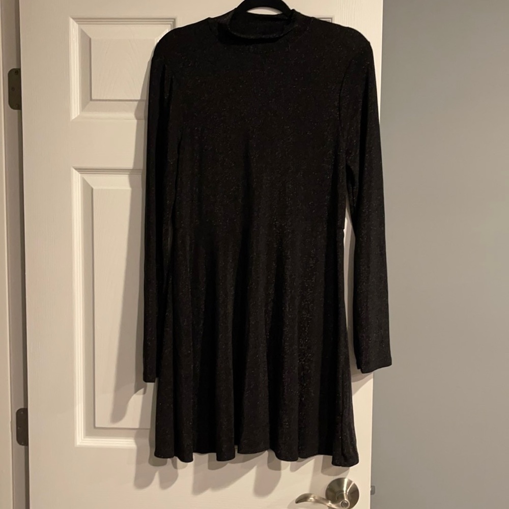 Black sparkle stretch dress